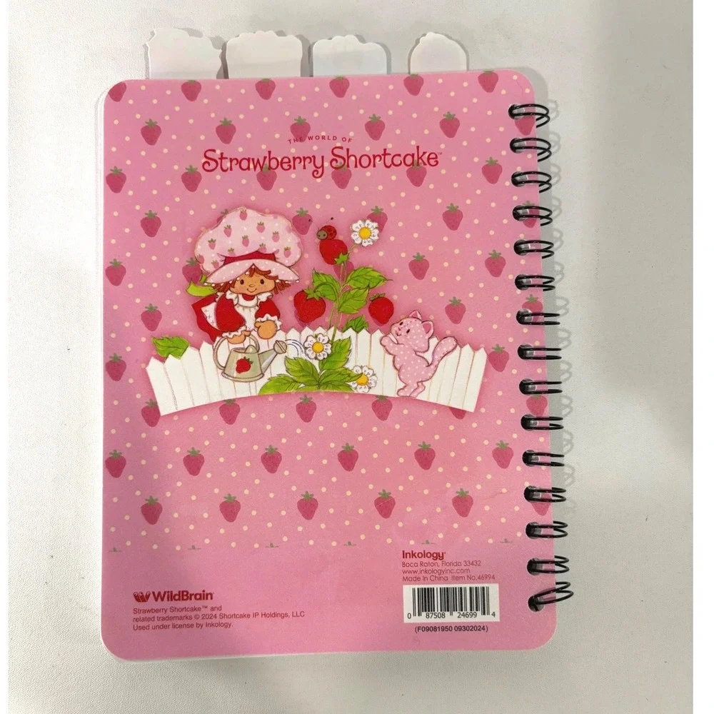 Strawberry Shortcake Tabbed Spiral Notebook Inkology Pink Dot Grid Journal 2024